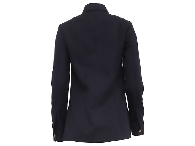 Nili Lotan Marine Button-Down Jacke aus dunkelblauer Wolle Marineblau - view 4