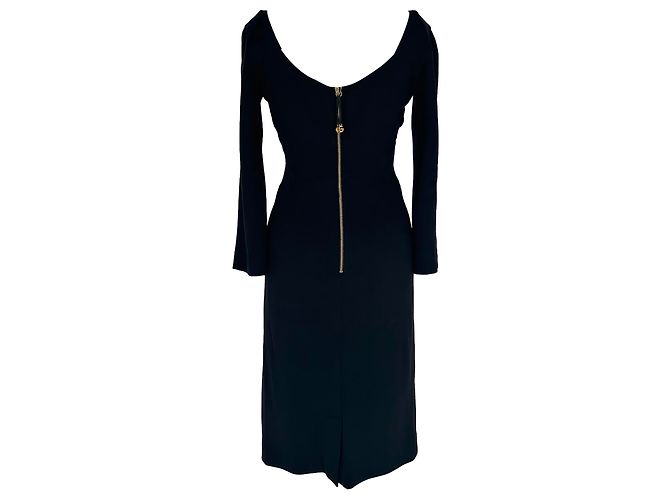 Abito midi a maniche lunghe Dolce & Gabbana in rayon nero - vista 2