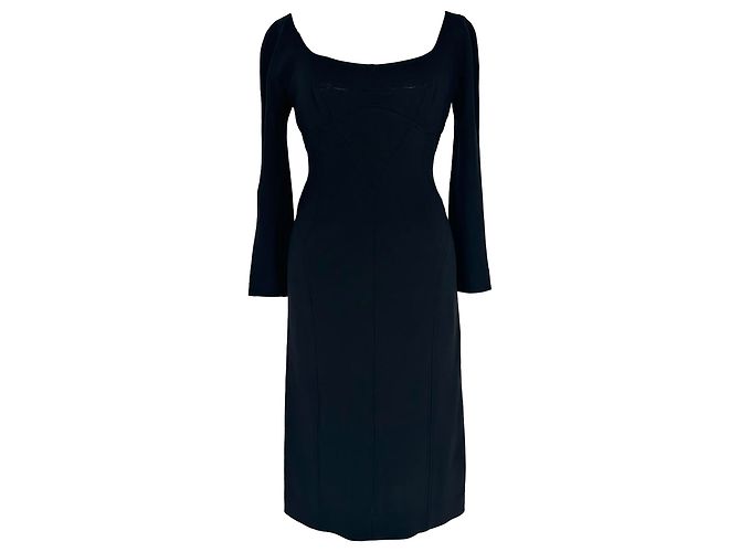 Abito midi a maniche lunghe Dolce & Gabbana in rayon nero - vista 3