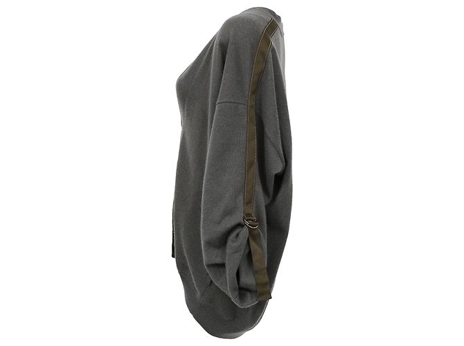 Brunello Cucinelli drapierter Cardigan aus grauer Seide - Ansicht 2