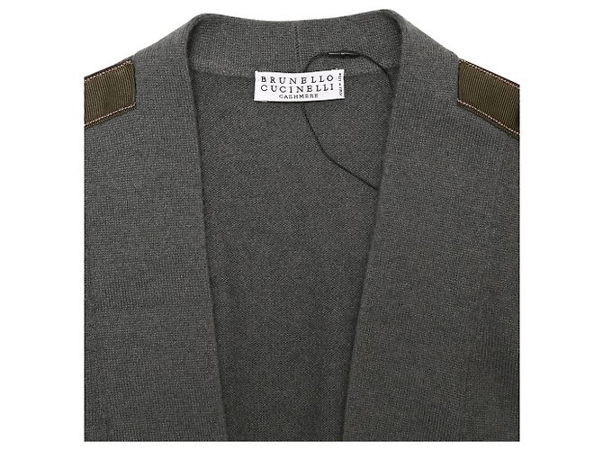 Brunello Cucinelli drapierter Cardigan aus grauer Seide - Ansicht 4