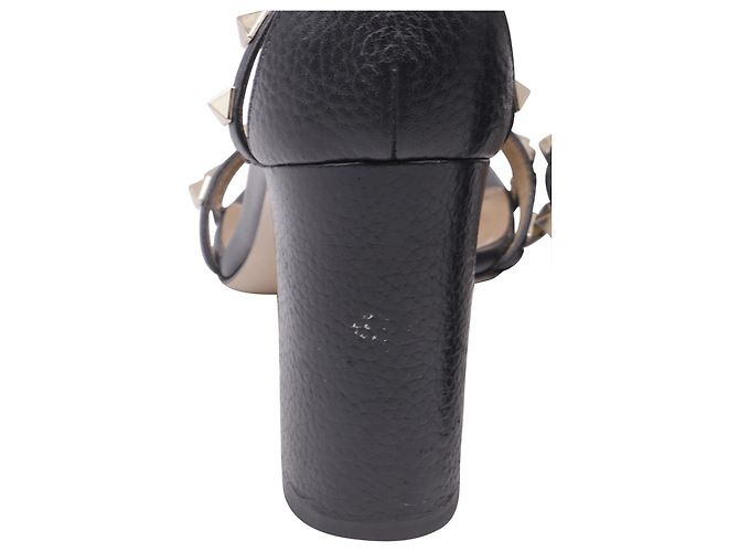 Sandali con tacco Rockstud T-Strap Valentino Garavani in pelle nera Nero - vista 6