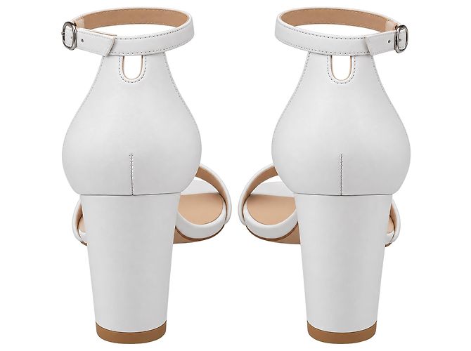 Stuart Weitzman Ankle Strap Sandal Heels in White Leather Cream - view 5