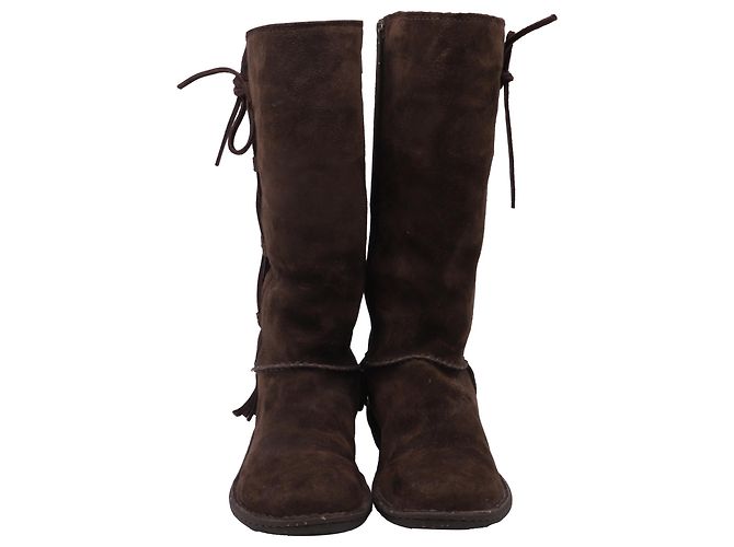 Stivali UGG Desoto Tall Fringed in camoscio marrone - vista 2