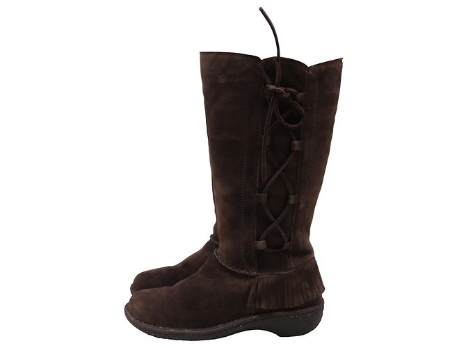 Stivali UGG Desoto Tall Fringed in camoscio marrone - vista 4