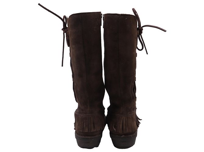Stivali UGG Desoto Tall Fringed in camoscio marrone - vista 5