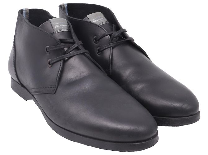 Salvatore Ferragamo Stivaletti Chukka World Ferragamo in pelle nera Nero - vista 3