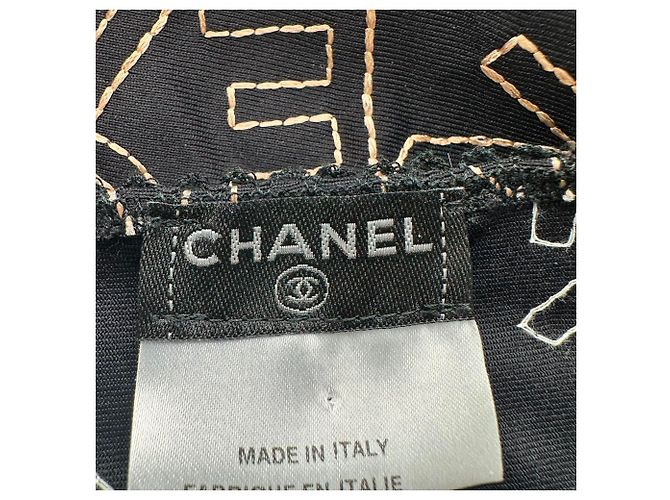 Canotta in poliammide nera con logo ricamato Chanel Nero - vista 3