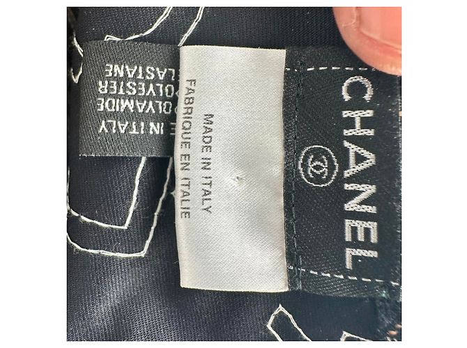 Canotta in poliammide nera con logo ricamato Chanel Nero - vista 6