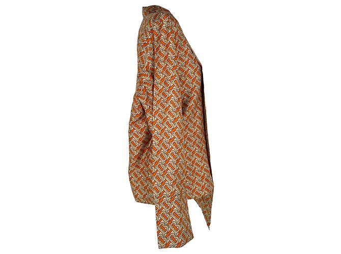 Camicia Burberry Monogram bicolore con fiocco in seta multicolore - vista 2