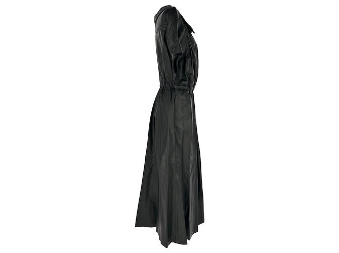 Abito midi Lydia Altuzarra in pelle di agnello nera Nero - vista 2