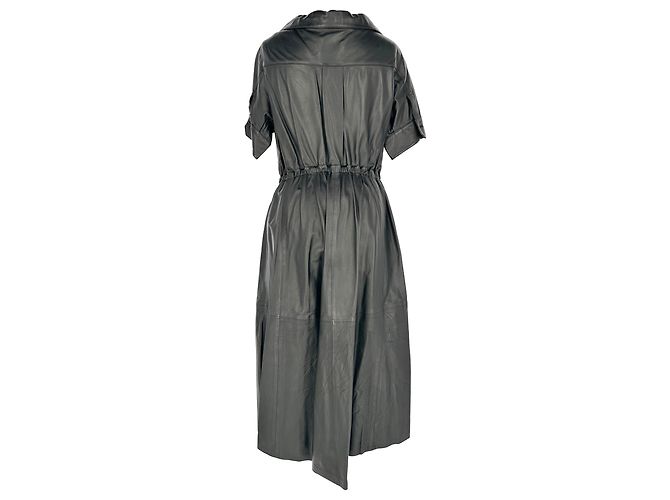 Abito midi Lydia Altuzarra in pelle di agnello nera Nero - vista 3