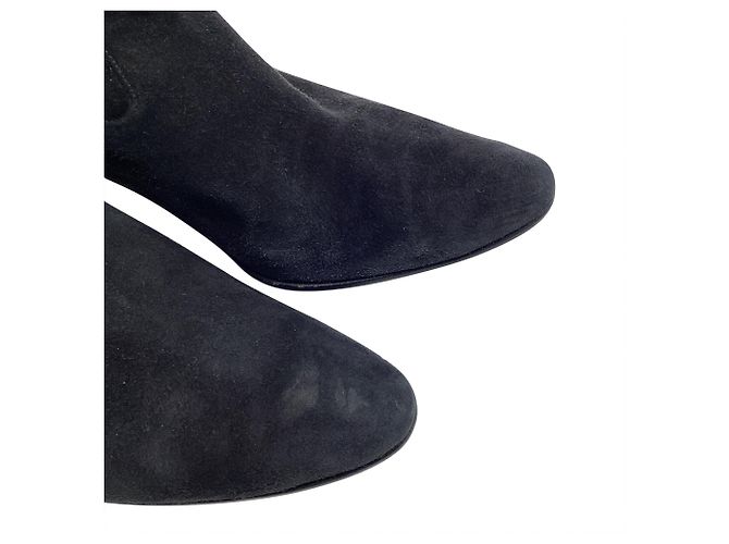 Stivali alti a punta Manolo Blahnik in camoscio nero - vista 8