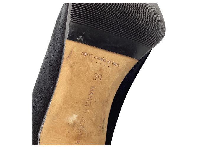 Stivali alti a punta Manolo Blahnik in camoscio nero - vista 9