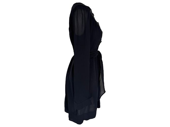 Stella Mc Cartney Abito ricamato con scollo a V Stella McCartney in seta blu navy - vista 4
