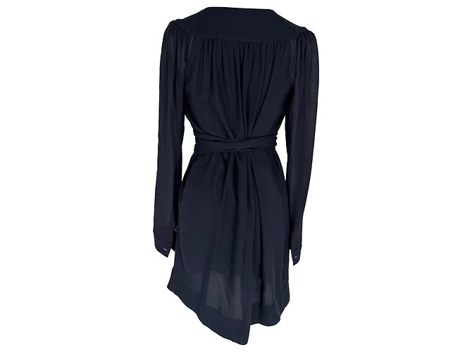 Stella Mc Cartney Abito ricamato con scollo a V Stella McCartney in seta blu navy - vista 6