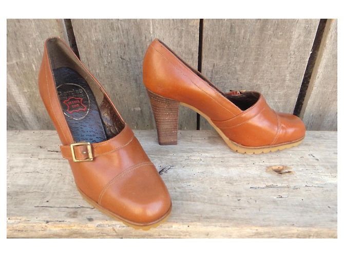 Autre Marque Mocassini con tacco Gervise anni '70 Marrone - vista 2