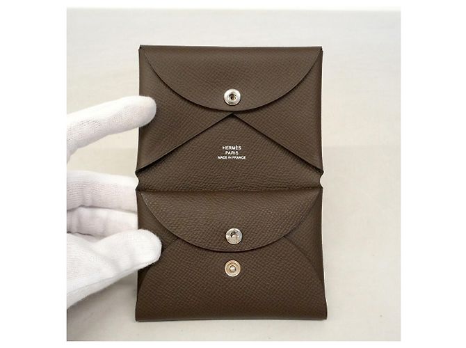 Hermès Hermes Calvi Duo Wallet/Coin Case Brown - view 5
