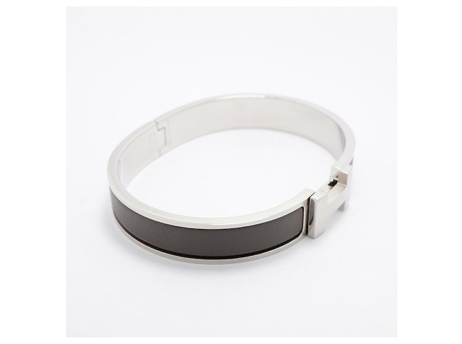 Hermès Bracciale rigido Hermes Click HH Metal Marrone Argento - vista 2