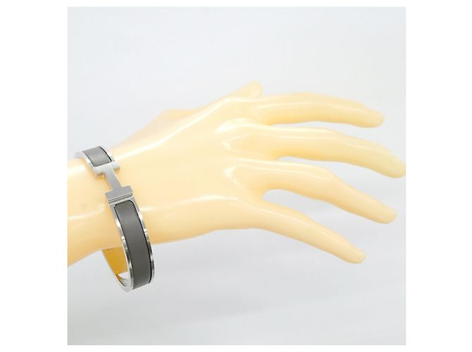 Hermès Bracciale rigido Hermes Click HH Metal Marrone Argento - vista 6