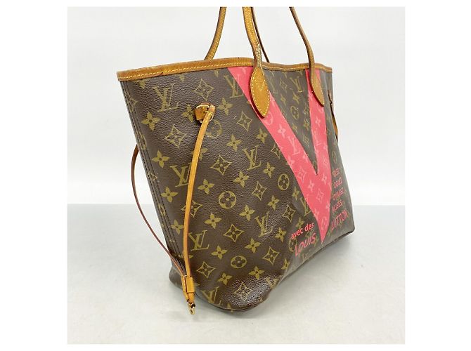 Louis Vuitton Monogram V-Line Neverfull MM Tote Bag Rot - Ansicht 2