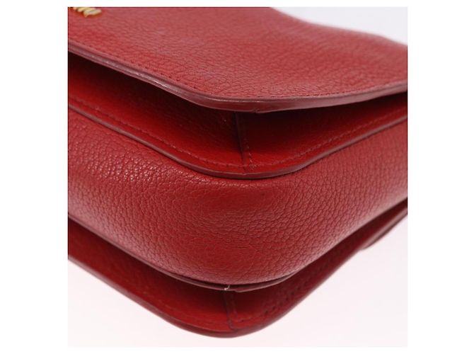 Miu Miu Sac à épaule en cuir rouge or - vue 12