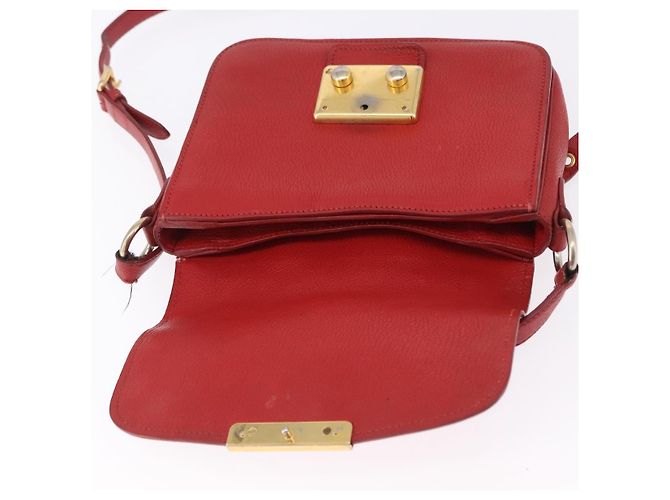 Miu Miu Sac à épaule en cuir rouge or - vue 15