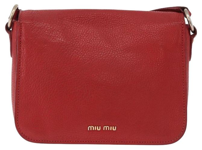 Miu Miu Sac à épaule en cuir rouge or - vue 3