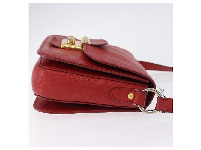 Miu Miu Sac à épaule en cuir rouge or - vue 4