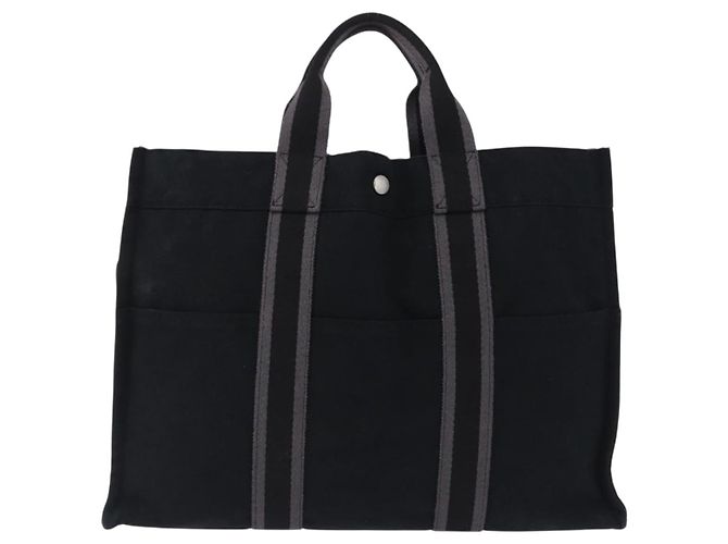 Hermès HERMES Fourre Tout MM Hand Bag Canvas Black Silver - vista 2
