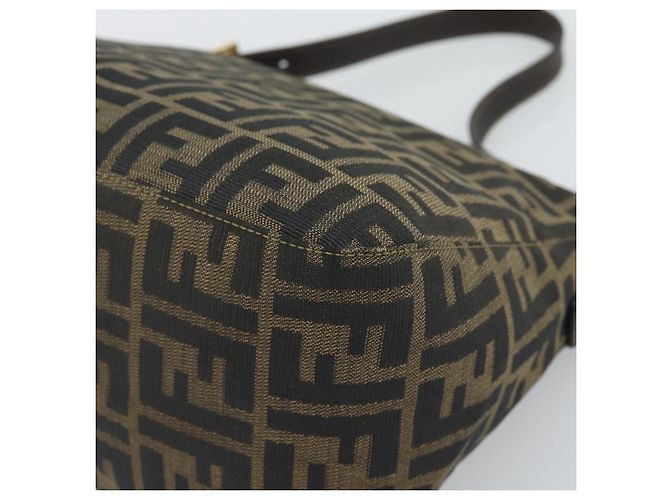 FENDI Zucca Canvas Mamma Baguette Shoulder Bag Brown Black - vista 12