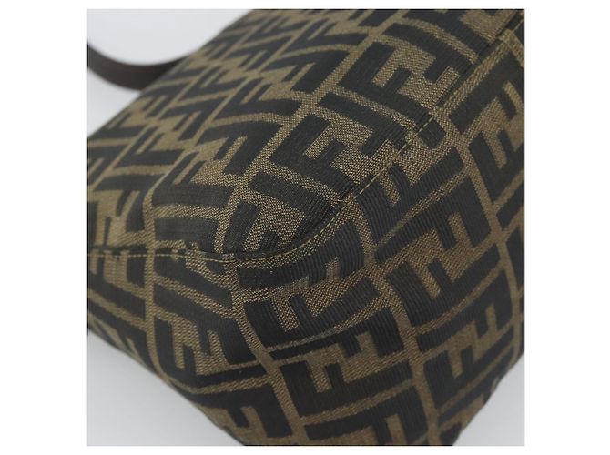 FENDI Zucca Canvas Mamma Baguette Shoulder Bag Brown Black - vista 13