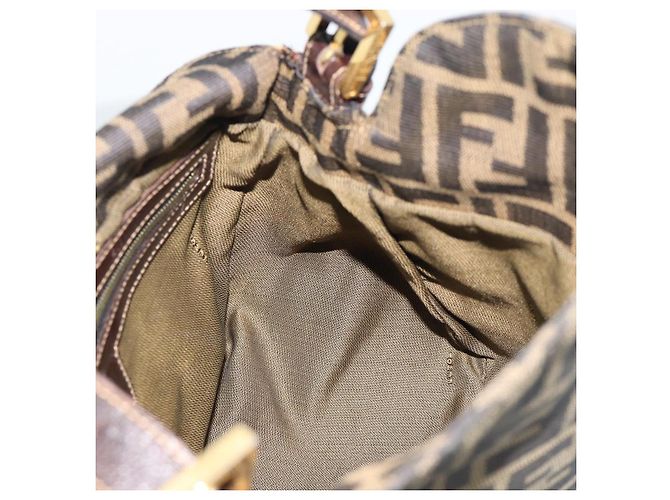 FENDI Zucca Canvas Mamma Baguette Shoulder Bag Brown Black - vista 17