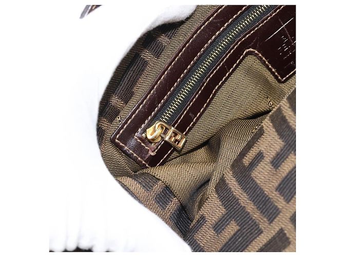 FENDI Zucca Canvas Mamma Baguette Shoulder Bag Brown Black - vista 19