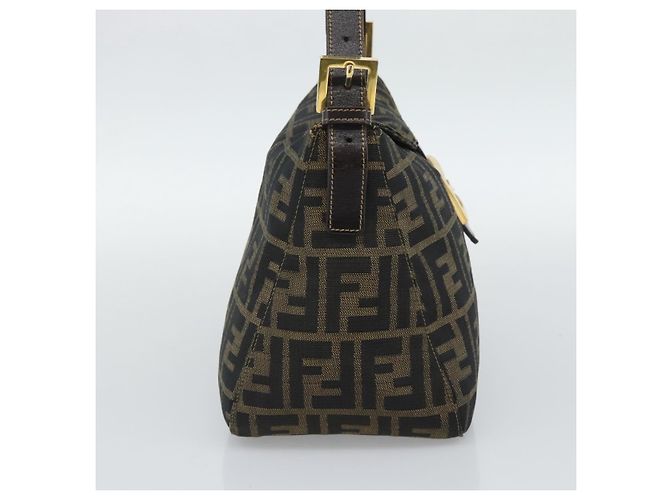 FENDI Zucca Canvas Mamma Baguette Shoulder Bag Brown Black - vista 4