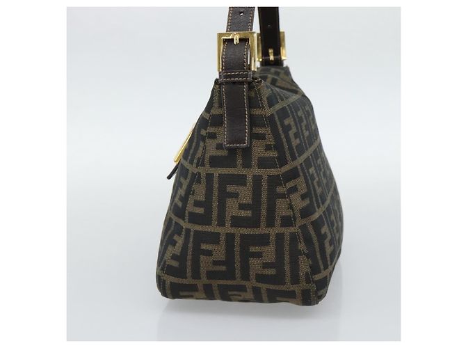 FENDI Zucca Canvas Mamma Baguette Shoulder Bag Brown Black - vista 5