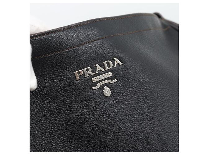 PRADA Shoulder Bag Vittero Dino Leather Black Silver - vista 14