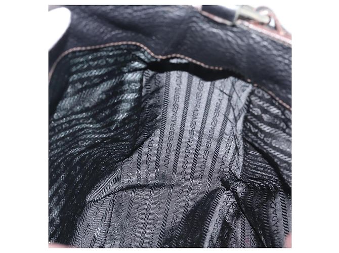 PRADA Shoulder Bag Vittero Dino Leather Black Silver - vista 18