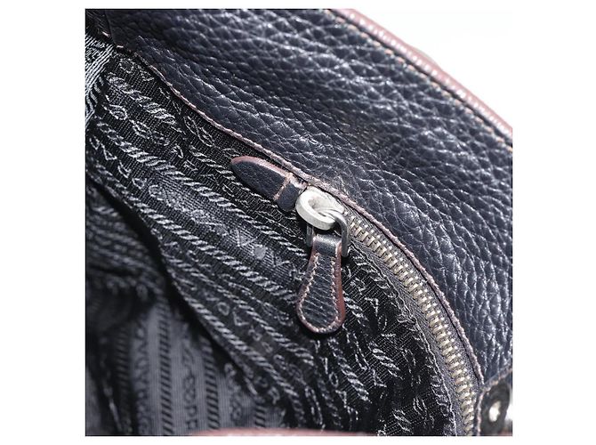 PRADA Shoulder Bag Vittero Dino Leather Black Silver - vista 19
