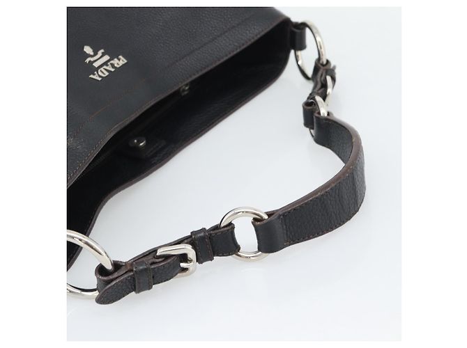 PRADA Shoulder Bag Vittero Dino Leather Black Silver - vista 7