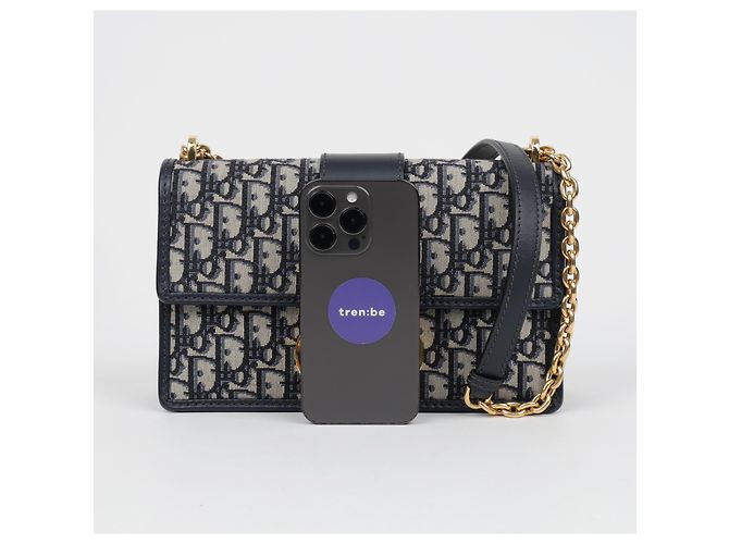 Dior Borsa a catena Montaigne Oblique Jacquard Blue - vista 15