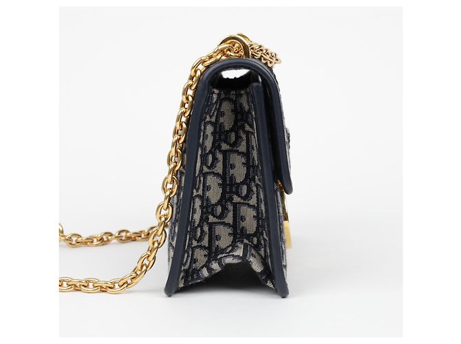 Dior Borsa a catena Montaigne Oblique Jacquard Blue - vista 8