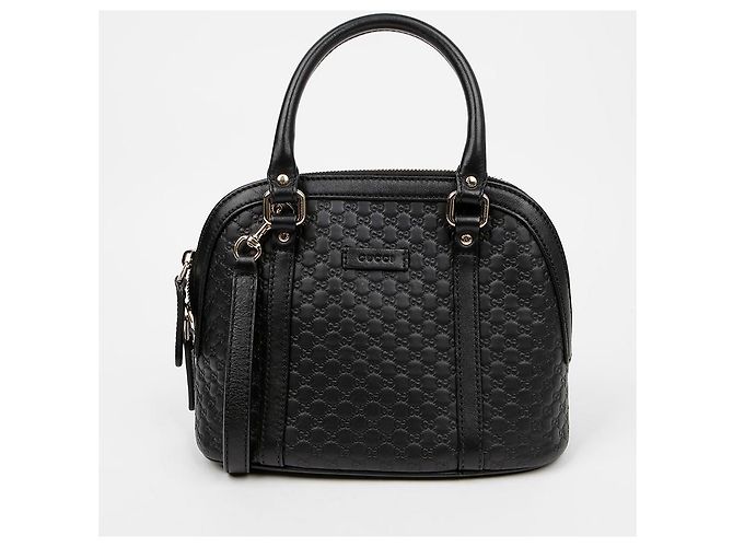 Gucci Mini Borsa Tote Dome in Pelle Microshima Nera Nero - vista 2