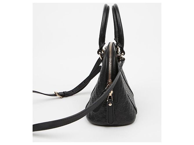 Gucci Mini Borsa Tote Dome in Pelle Microshima Nera Nero - vista 6