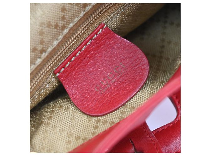 Gucci Vintage Bamboo Leather Mini Rosso - vista 6