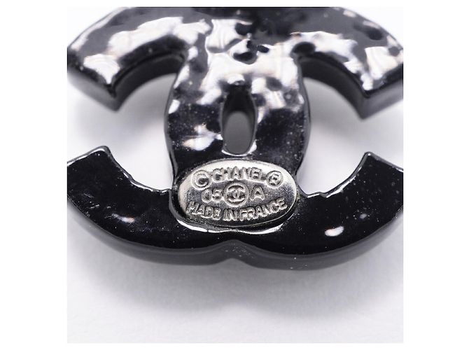 Orecchini a lobo Chanel Coco Mark Nero Argento - vista 4