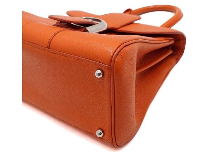 Delvaux Mini borsa tote in pelle arancione con tracolla crossbody - vista 10