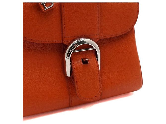 Delvaux Mini borsa tote in pelle arancione con tracolla crossbody - vista 12