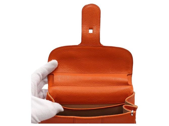 Delvaux Mini borsa tote in pelle arancione con tracolla crossbody - vista 6