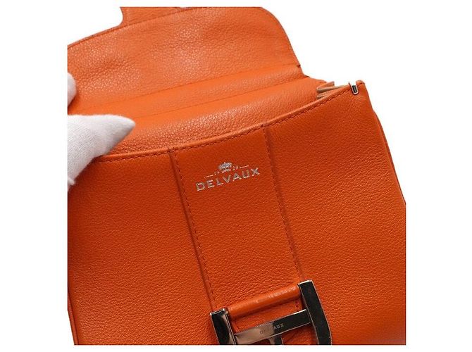 Delvaux Mini borsa tote in pelle arancione con tracolla crossbody - vista 7